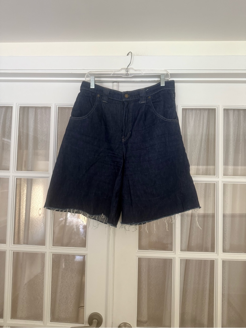 Banana Republic Dark Indigo Raw Hem Denim Bermuda Shorts